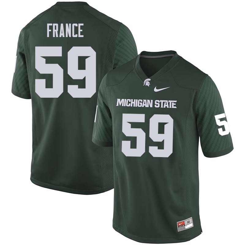 Men #59 Dan France Michigan State College Football Jerseys Sale-Green